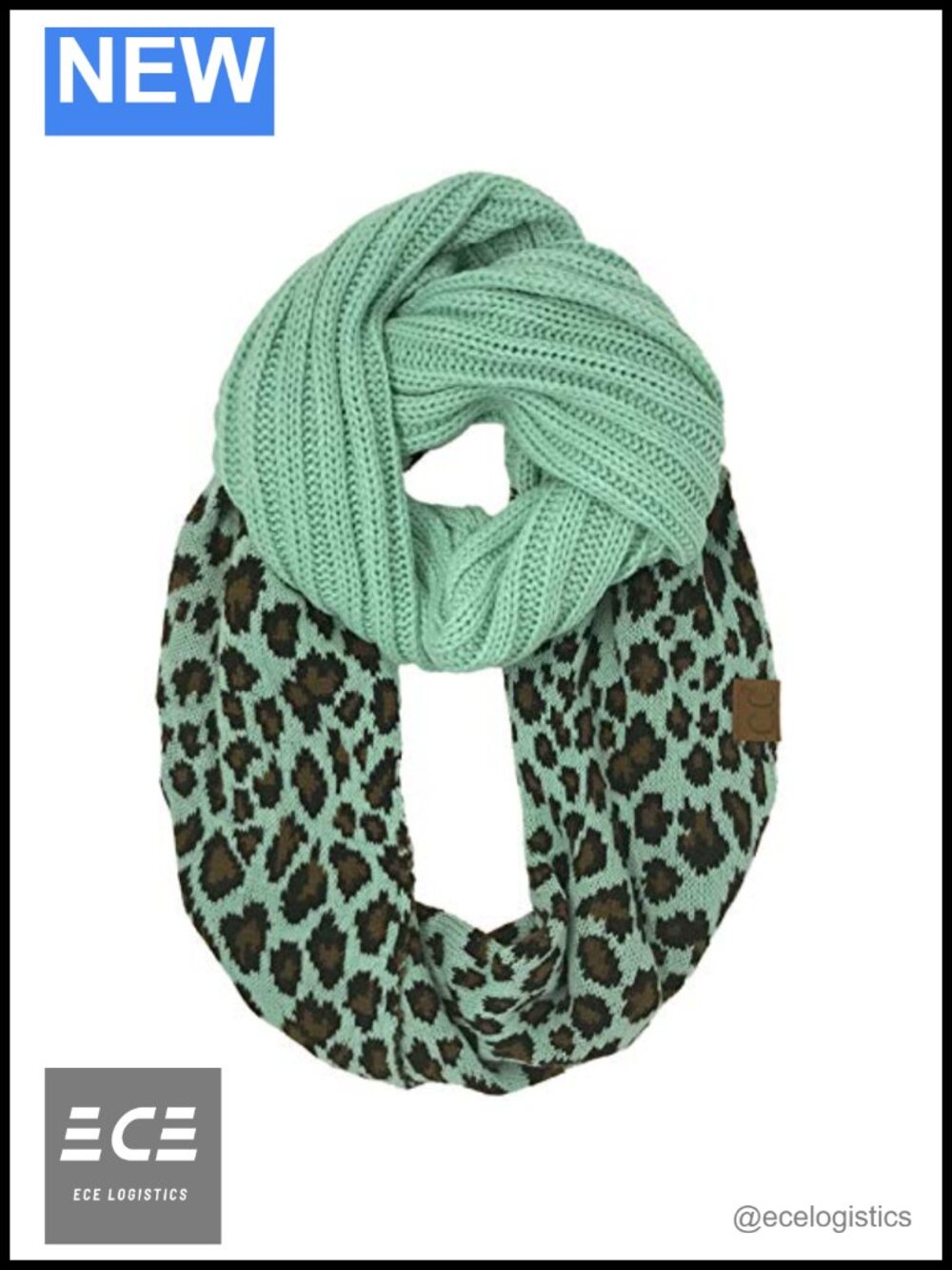 Chunky Knit Cowl Loop Infinity Scarf Soft Acrylic Animal Print Winter Wrap